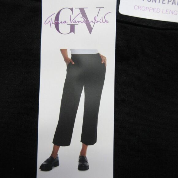 GLORIA VANDERBILT Wide Leg Ankle Cropped Ponte Pants Sz M Blk Tummy Control NWT - Picture 4 of 11